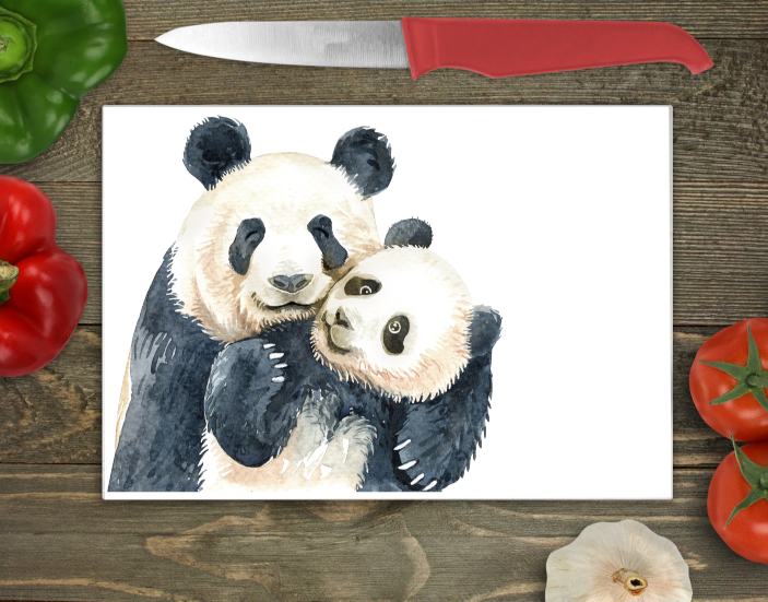 Panda Large Glass Chopping Board, Panda Cutting Board